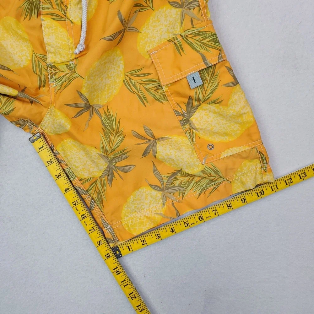 Banana Republic Shorts Mens 31 Yellow Orange Pineapple AOP VTG Boardshorts Trunk